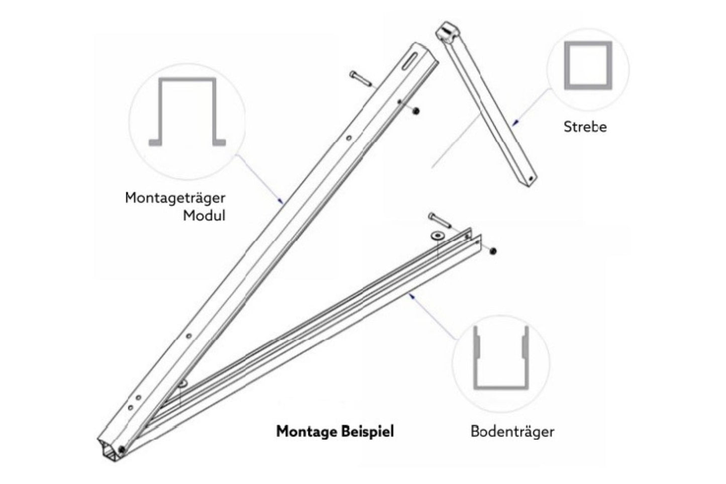 Flachdachstütze Light 1,3m Trägerset (150002-130) - Deutschland PV