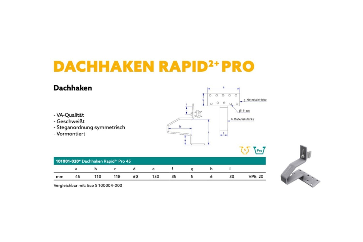 Dachhaken Rapid2+ Pro 45 (101001-020) - Deutschland PV v2