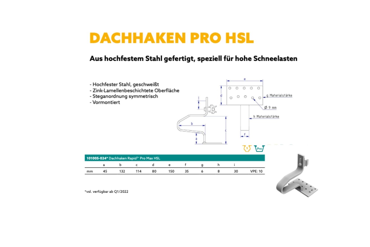 Dachhaken Rapid2+ Pro 45 Max HSL (101005-024) - Deutschland PV v2